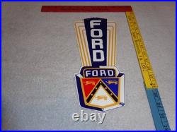 Vintage Ford Jubilee Diecut Car & Truck Dealer 13 Baked Metal Gasoline Oil Sign