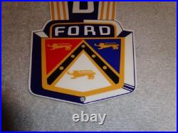 Vintage Ford Jubilee Diecut Car & Truck Dealer 13 Baked Metal Gasoline Oil Sign