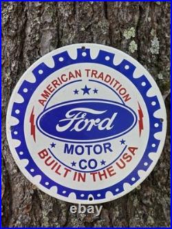 Vintage Ford Motor Co. Built In The U. S. A. Porcelain Dealership Sign 12