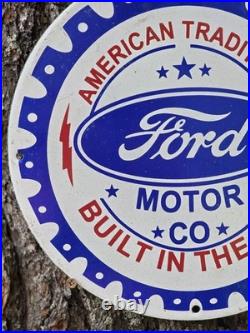 Vintage Ford Motor Co. Built In The U. S. A. Porcelain Dealership Sign 12