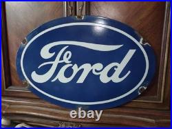 Vintage Ford Motor Co. Oval Porcelain Sign Detroit Gas Sales Service Auto Parts