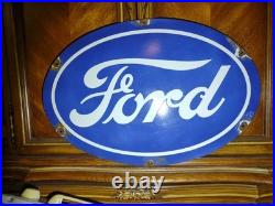 Vintage Ford Motor Co. Oval Porcelain Sign Detroit Gas Sales Service Auto Parts