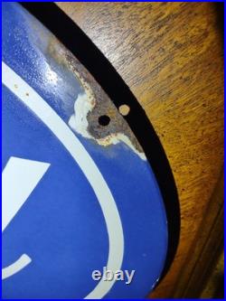 Vintage Ford Motor Co. Oval Porcelain Sign Detroit Gas Sales Service Auto Parts