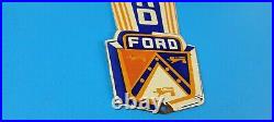 Vintage Ford Motor Co Porcelain 8 Gas Automobile Service Dealer Pump Plate Sign
