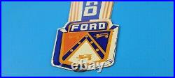 Vintage Ford Motor Co Porcelain 8 Gas Automobile Service Dealer Pump Plate Sign