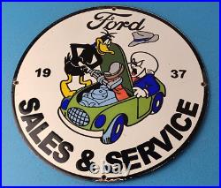 Vintage Ford Motor Co Porcelain Gas Automobile Repair Service Station Pump Sign