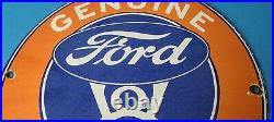 Vintage Ford Motor Co Porcelain Gas Automobile Trucks V8 Service Pump Plate Sign