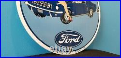 Vintage Ford Motor Co Porcelain Gas Service Mustang Auto Gasoline Pump Sign