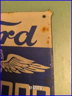 Vintage Ford Motor Co. Porcelain Sign Detroit Car Gas Sales Service Auto Parts