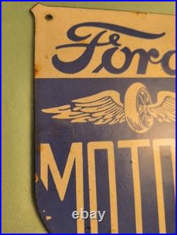 Vintage Ford Motor Co. Porcelain Sign Detroit Car Gas Sales Service Auto Parts