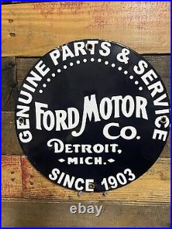 Vintage Ford Motor Company Porcelain Sign Genuine Parts & Service Automobile