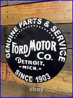 Vintage Ford Motor Company Porcelain Sign Genuine Parts & Service Automobile