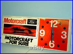 Vintage Ford Motorcraft For Sure Electric Lighted Wall Clock, Rare Ford GT