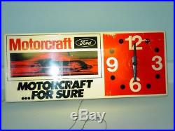 Vintage Ford Motorcraft For Sure Electric Lighted Wall Clock, Rare Ford GT