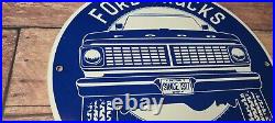 Vintage Ford Motors Porcelain Gas Pump Plate Automobile Service Trucks Sign