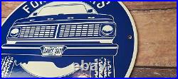 Vintage Ford Motors Porcelain Gas Pump Plate Automobile Service Trucks Sign
