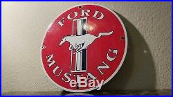 Vintage Ford Motors Porcelain Mustang Dealer Gas Automobile Service Station Sign