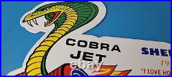 Vintage Ford Motors Sign Cobra Jet Sales Service Shelby Gas Oil Porcelain Sign