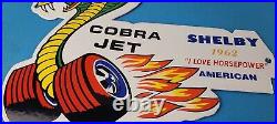 Vintage Ford Motors Sign Cobra Jet Sales Service Shelby Gas Oil Porcelain Sign