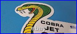 Vintage Ford Motors Sign Cobra Jet Sales Service Shelby Gas Oil Porcelain Sign