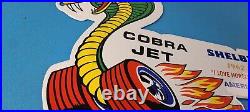 Vintage Ford Motors Sign Cobra Jet Sales Service Shelby Gas Oil Porcelain Sign