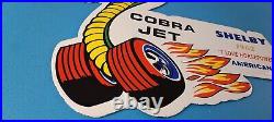 Vintage Ford Motors Sign Cobra Jet Sales Service Shelby Gas Oil Porcelain Sign