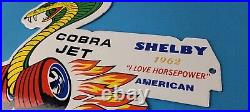 Vintage Ford Motors Sign Cobra Jet Sales Service Shelby Gas Oil Porcelain Sign