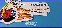 Vintage Ford Motors Sign Cobra Jet Sales Service Shelby Gas Oil Porcelain Sign