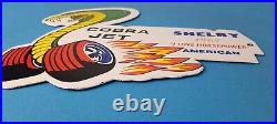 Vintage Ford Motors Sign Cobra Jet Sales Service Shelby Gas Oil Porcelain Sign