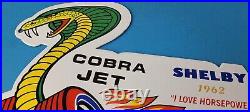 Vintage Ford Motors Sign Cobra Jet Sales Service Shelby Gas Oil Porcelain Sign