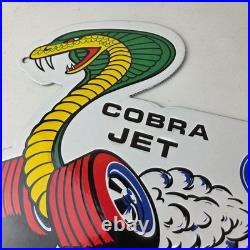 Vintage Ford Motors Sign Cobra Jet Sales Shelby Porcelain Gas Station Sign