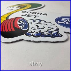 Vintage Ford Motors Sign Cobra Jet Sales Shelby Porcelain Gas Station Sign