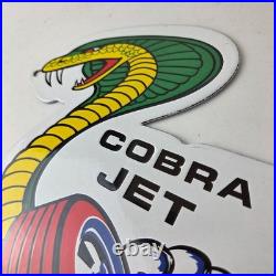 Vintage Ford Motors Sign Cobra Jet Sales Shelby Porcelain Gas Station Sign