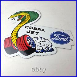 Vintage Ford Motors Sign Cobra Jet Sales Shelby Porcelain Gas Station Sign