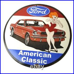 Vintage Ford Motors Sign Porcelain Automobiles Popeye Authorized Gas Pump Sign