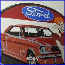Vintage Ford Motors Sign Porcelain Automobiles Popeye Authorized Gas Pump Sign