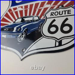 Vintage Ford Motors Sign Porcelain Route 66 Mustang Gas Pump Shield Sign