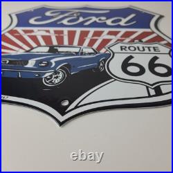 Vintage Ford Motors Sign Porcelain Route 66 Mustang Gas Pump Shield Sign