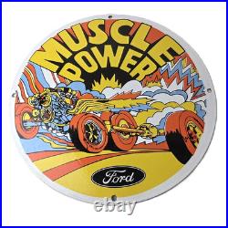 Vintage Ford Muscle Power Sign Automobile Service Station Gas Pump Sign