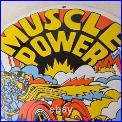 Vintage Ford Muscle Power Sign Automobile Service Station Gas Pump Sign