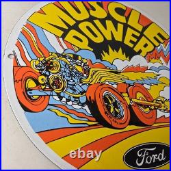 Vintage Ford Muscle Power Sign Automobile Service Station Gas Pump Sign