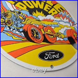 Vintage Ford Muscle Power Sign Automobile Service Station Gas Pump Sign