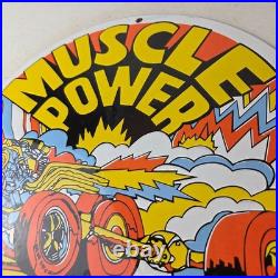 Vintage Ford Muscle Power Sign Automobile Service Station Gas Pump Sign