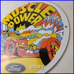 Vintage Ford Muscle Power Sign Automobile Service Station Gas Pump Sign