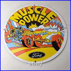 Vintage Ford Muscle Power Sign Automobile Service Station Gas Pump Sign