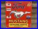 Vintage-Ford-Mustang-Porcelain-Sign-Dealer-Automobile-Parts-Dealer-Fomoco-Horse-01-nq