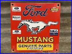 Vintage Ford Mustang Porcelain Sign Dealer Automobile Parts Dealer Fomoco Horse