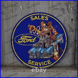 Vintage Ford Mustang Porcelain Sign Gas Automobile Service Motor 8'' Dealer