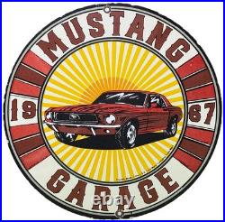 Vintage Ford Mustang Porcelain Sign Gas Automobile Service Motor Co Tucks Dealer