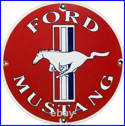 Vintage Ford Mustang Porcelain Sign Gas Automobile Service Motor Co Tucks Dealer